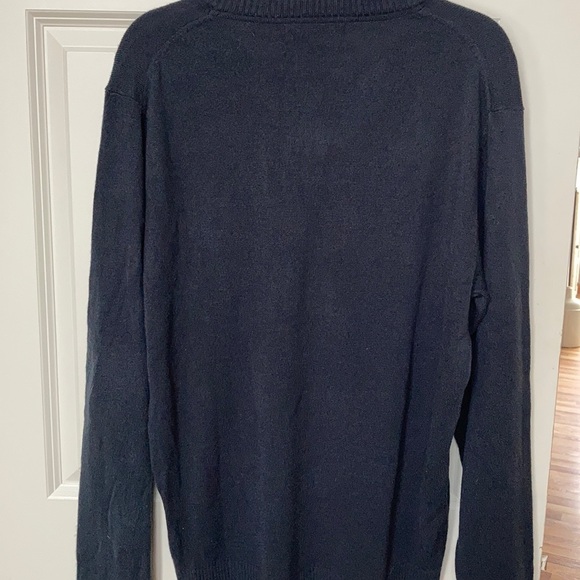 Polo navy vneck pull over long sleeve sweater - Picture 13 of 15